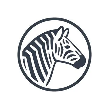 Zebra head logo. Simple zebra head icon in circle. Great for a brand or logo. Stock Illustration
