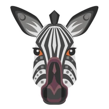 Zebra Head Logo. Vector decorative Emblem. 스톡 일러스트
