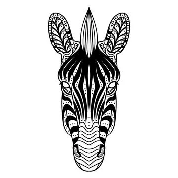 Zebra head mandala zentangle coloring page illustration Stock Illustration