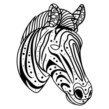 Zebra head side position mandala zentangle coloring page illustration Stock Illustration