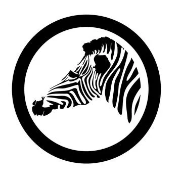 Zebra Head Silhouette in Circle Frame Vector Illustration Stock Illustration