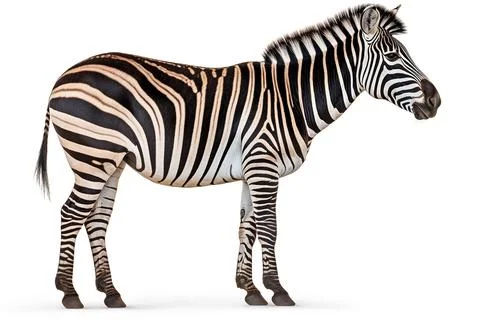 Zebra isolated isolate on white background.Generative Ai. 스톡 사진