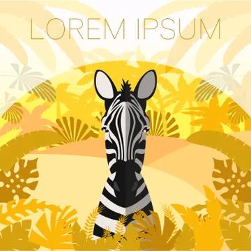 Zebra on the Jungle Background Stock Illustration