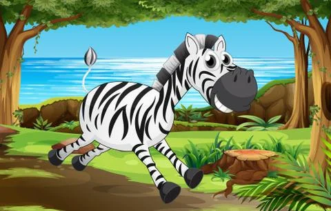Zebra in jungle scene Illustrazione stock