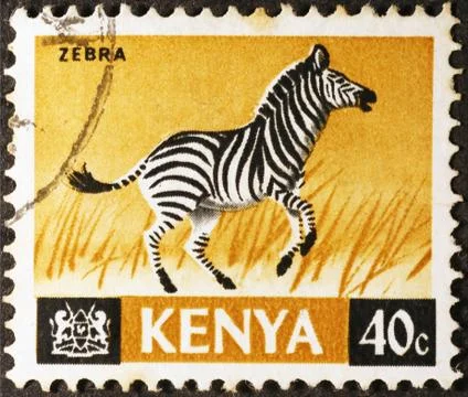 Zebra on kenyan postage stamp Stock Photos