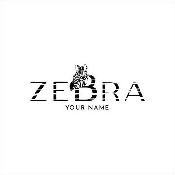 Zebra logo design with head of wild animal. Black and withe stripes. Vector i Stock Illustration