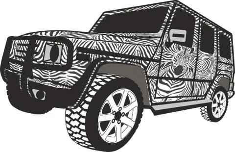 Zebra Offroad car Stock Illustration