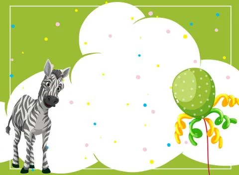 Zebra in a party frame template イラスト素材