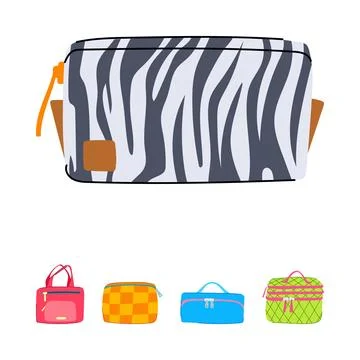Zebra pattern cosmetic bag with matching pouches 스톡 일러스트