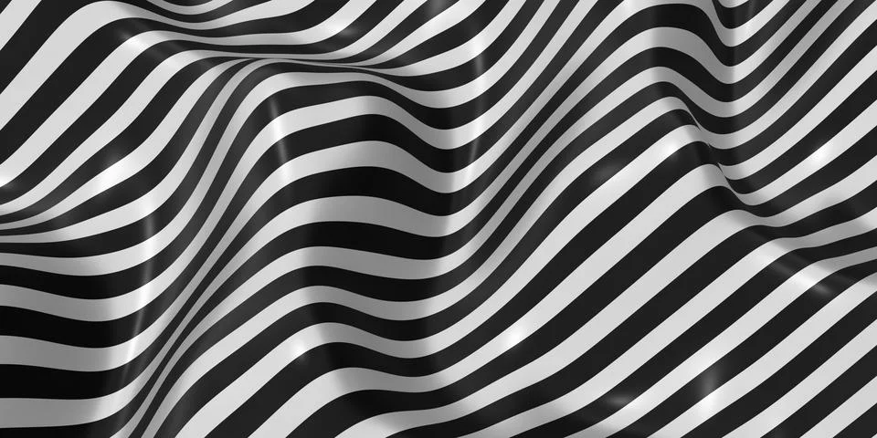 Zebra pattern swaying wave background 3D illustration Stock Illustration