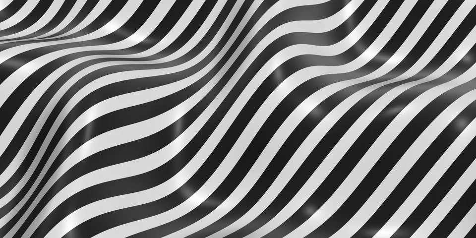 Zebra pattern swaying wave background 3D illustration Stock Illustration