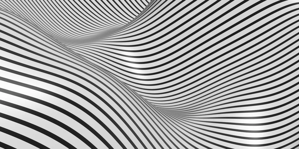 Zebra pattern swaying wave background 3D illustration Stock Illustration