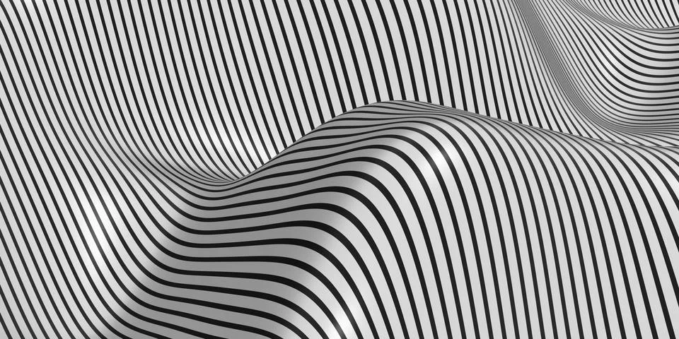 Zebra pattern swaying wave background 3D illustration Stock Illustration