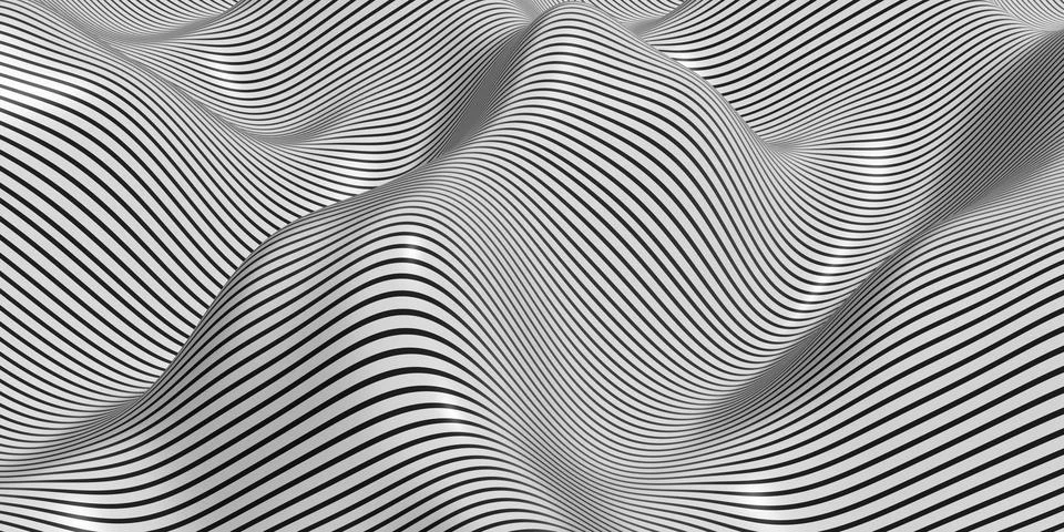 Zebra pattern swaying wave background 3D illustration Illustrazione stock