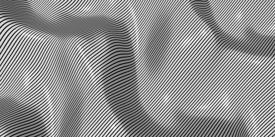 Zebra pattern swaying wave background 3D illustration Stock Illustration
