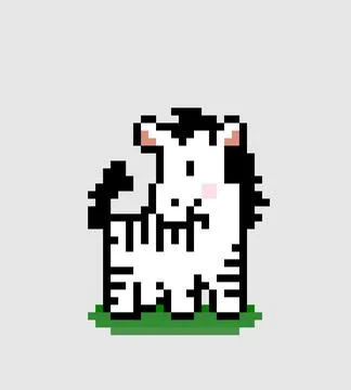 Zebra pixel image. Vector illustration of animal from cross stitch イラスト素材