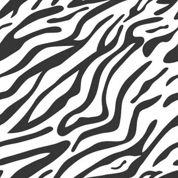 Zebra print pattern. Seamless background. Black and white wild animal skin or Stock Illustration