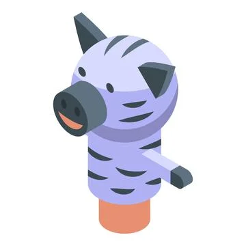 Zebra puppet doll icon isometric vector. Child stage Illustrazione stock