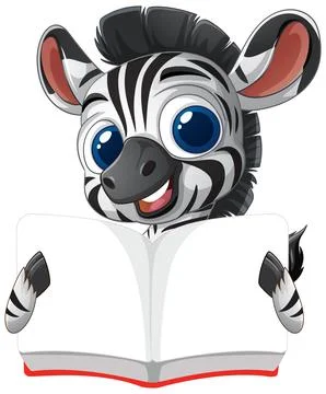 Zebra Reading a Book Illustration Stock Illustration