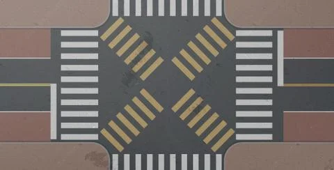 Zebra, road intersection, city crosswalk, top view Illustrazione stock