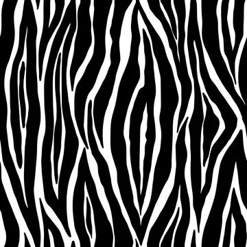 Zebra seamless pattern. Black and white zebra stripes. zoo fabric animal skin Stock Illustration