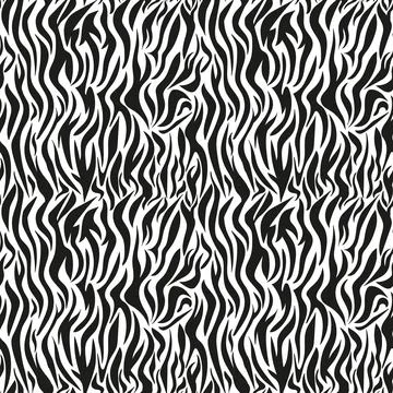 Zebra seamless pattern. Black and white texture of striped animal skin and fu Illustrazione stock