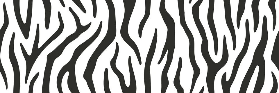 Zebra seamless pattern or repeatable border, monochrome vector illustration. Stock Illustration