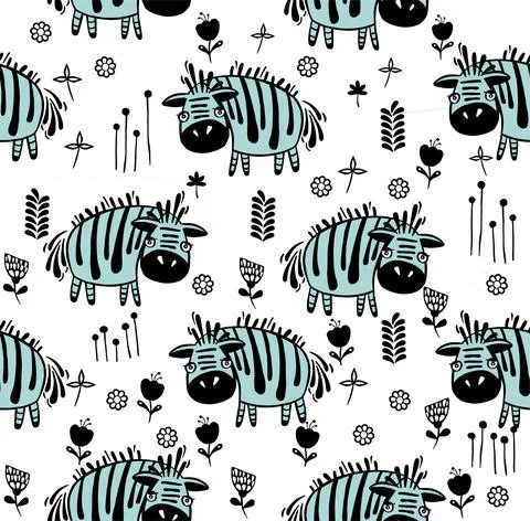 Zebra seamless pattern on orange background. animal illustration Stock Illustration