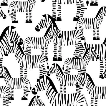 Zebra seamless pattern. Savannah Animal ornament. Wild animal texture. Stripe Stock Illustration