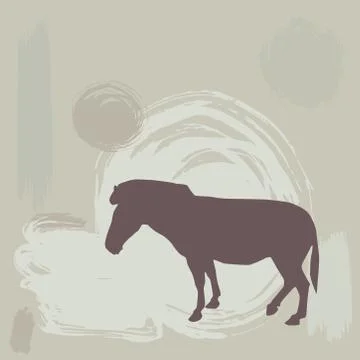 Zebra silhouette on grunge background. vector Stock Illustration