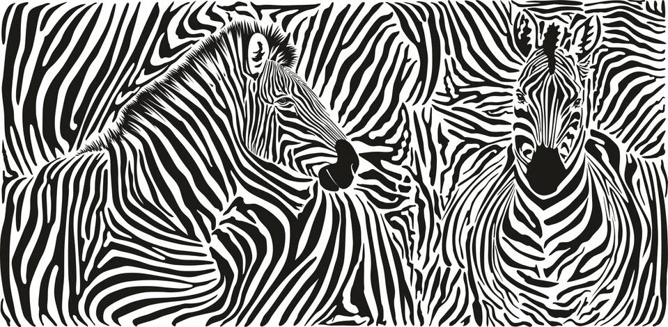 Zebra skin pattern with two heads Stock Illustration