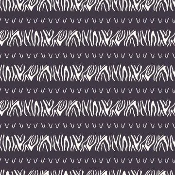 Zebra Skin Stripe Vector Texture Seamless Pattern. Safari Animal Background Stock Illustration