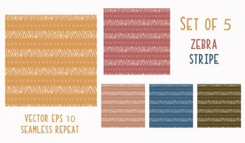 Zebra Skin Stripe Vector Texture Seamless Pattern. Safari Animal Background Stock Illustration