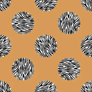 Zebra Skin Vector Dotty Seamless Pattern. Cute Safari Animal Circle Background Stock Illustration