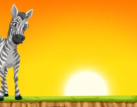 A zebra on sunset background Stock Illustration