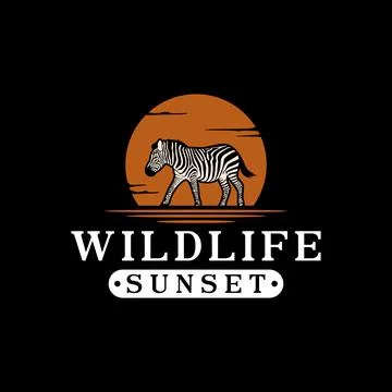Zebra at Sunset logo Stock Illustration