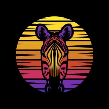 Zebra sunset retro vector illustration Illustrazione stock