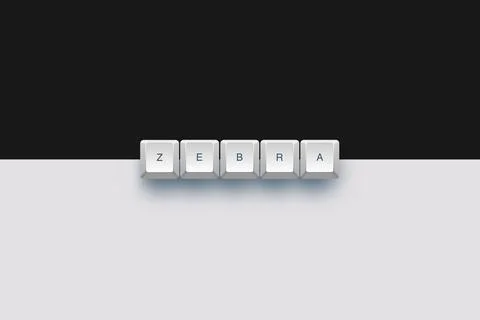 Zebra text on a 3d keyboard button with shadow concept series 스톡 일러스트
