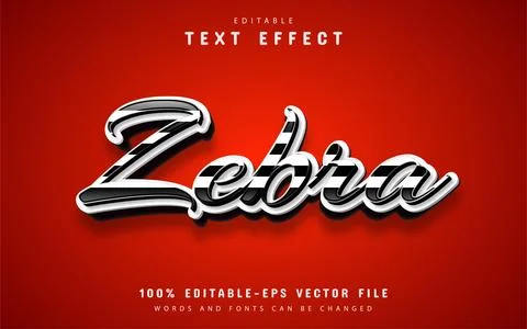 Zebra text effect editable Stock Illustration