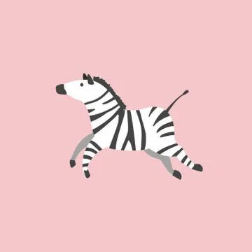 Zebra. Vector flat illustration of a zebra. Cartoon style. Scandinavian desig Stock Illustration
