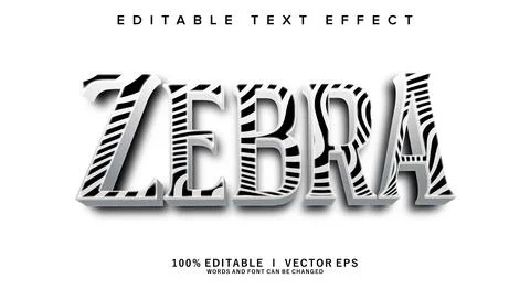 Zebra vector text effect with modern style design Stock Illustration