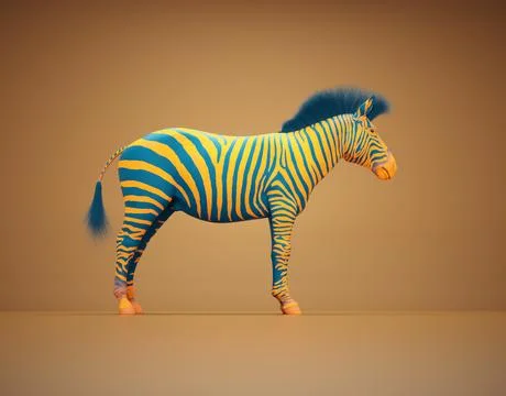 Zebra on yellow background.Creative and complex concept. Stock Illustration