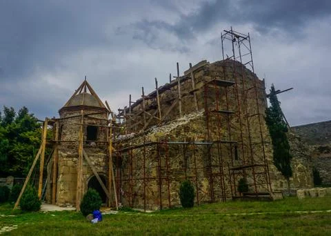 Zedazeni Monastery Under Construction at Summer Foto stock