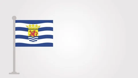 Zeeland short flag animation on tiny flagpole. Stock Footage 128807230