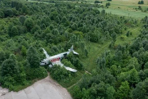 Zeljava Air Base in Croatia and Abandoned Douglas C-47 Airplane on the airb.. Stock Photos