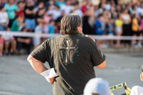 Zeljko Kasap program host from back Stock Photos