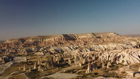Zelve Valley, drone flying in the sky of Cappadocia with mountain landscapes Stock Footage 165339557