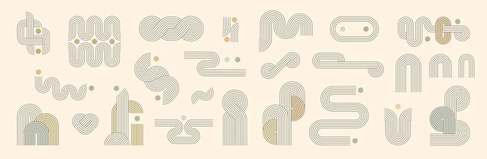 Zen arch elements with line pattern Stock Illustration