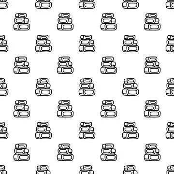 Zen balancing stones seamless pattern black and white Stock Illustration