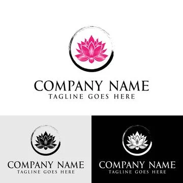 Zen Circle Lotus Logo Template for Holistic and Spa Branding Stock Illustration